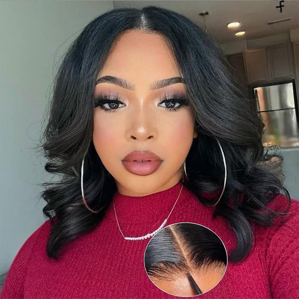 Wear and Go Glueless Wigs Bob Wig Human Hair 4×4 Lace front Wig Body Wave