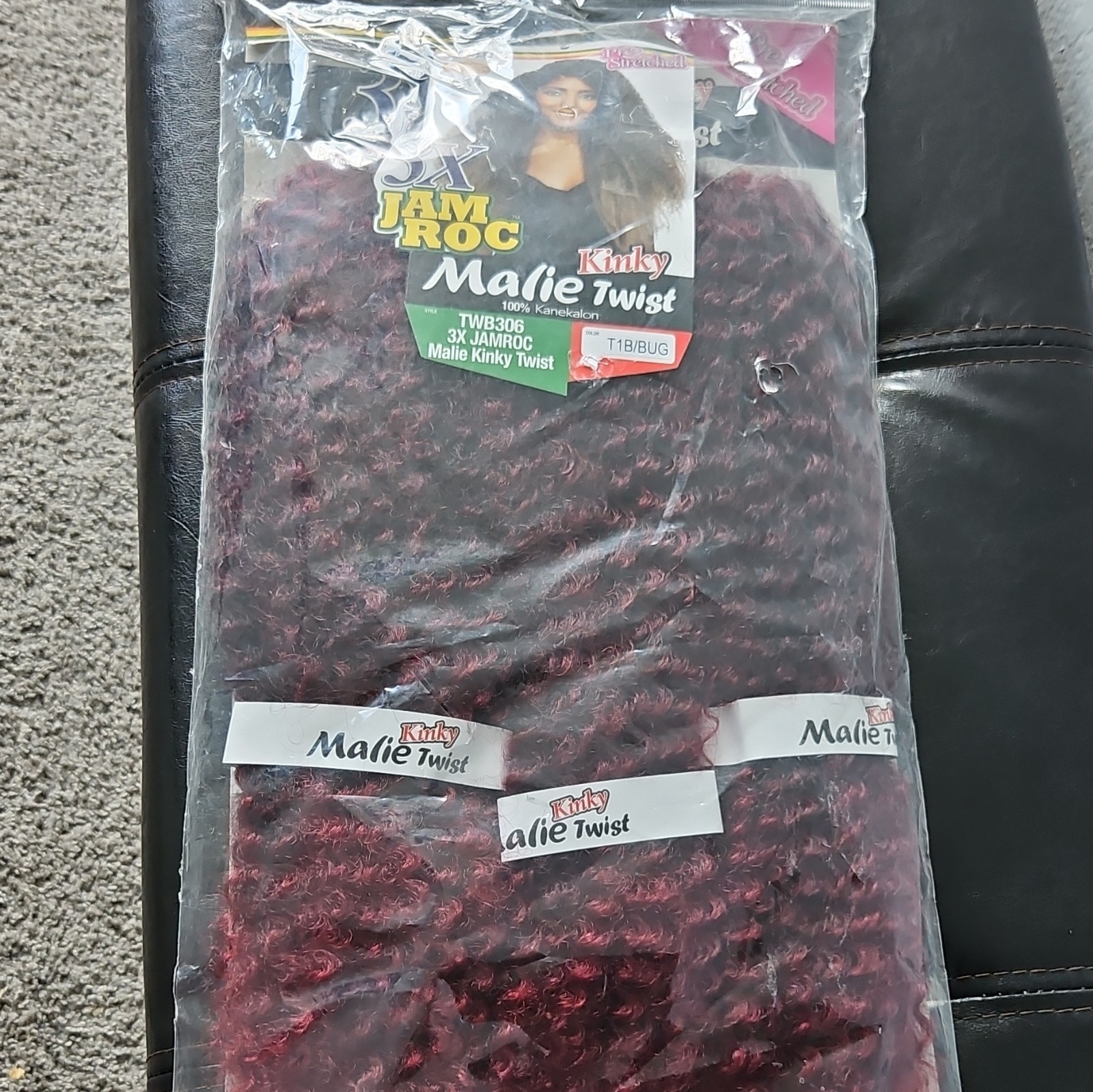 JAM ROC Kinky Twist Hair Extension 9in 100% Kanekalon Synthetic T1B/BUG