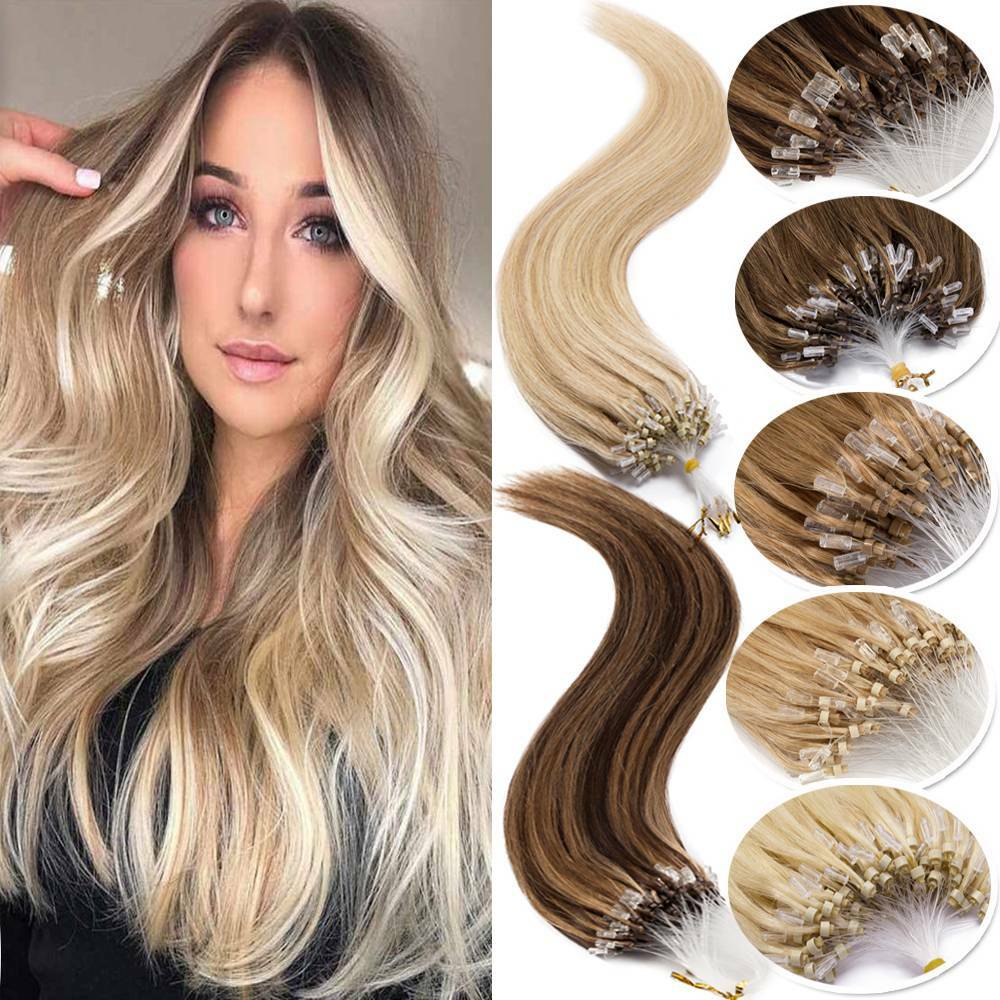 AAA BLONDE Micro Ring tube Loop Hair Extensions 100% Remy Human Locks Thick 300g