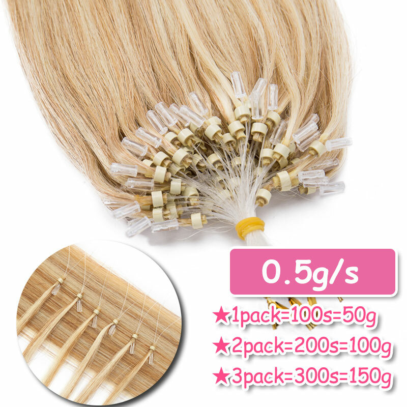 Brown 100% Human Hair Micro Ring Tip Loop Beads Remy Hair Extensions 1g/s Black