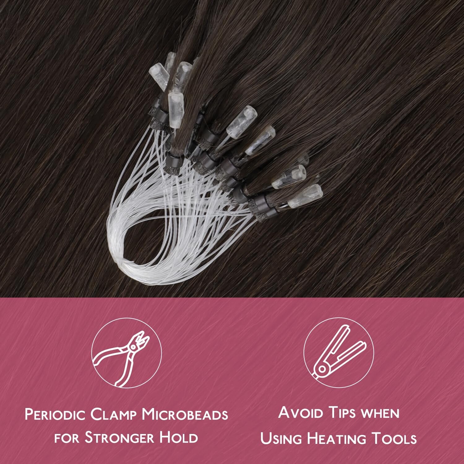 Microlink Hair Extensions Human Hair, 50g 50s 24 Inch Light Dark Brown,WENNALIFE