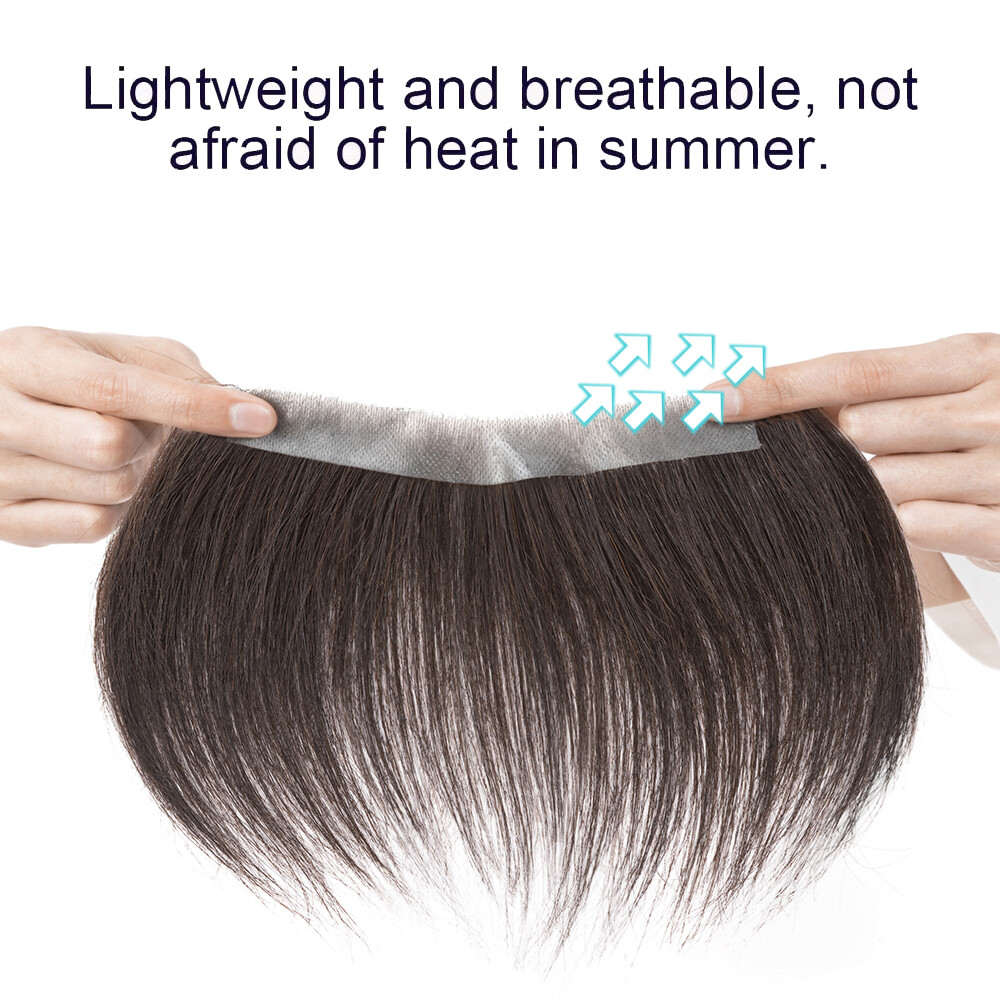 Frontal Hairpiece Mens Remy Hair Extensions Hairline Topper Toupee PU Thin Skin