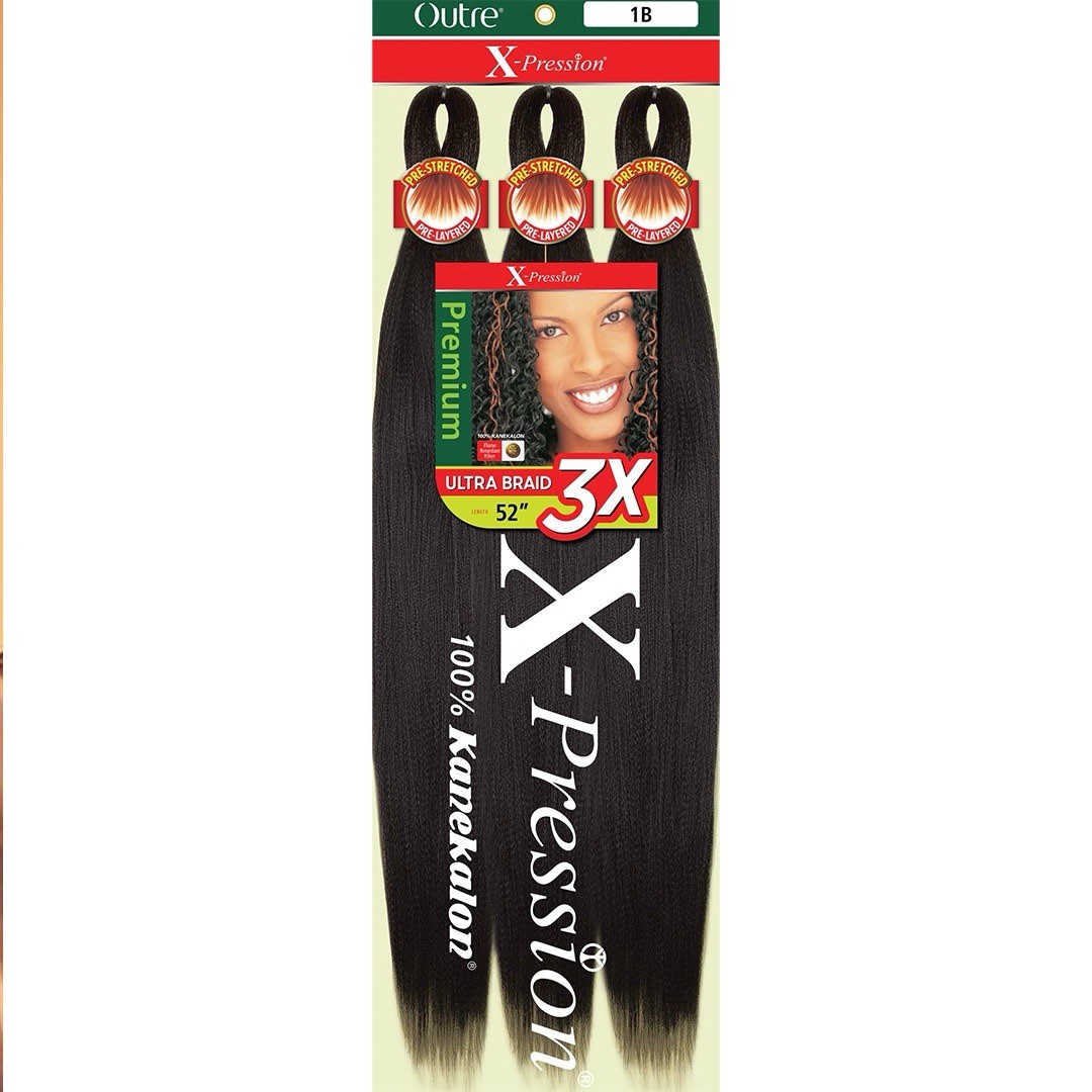 Xpression Braid Outre 52″ Ultra Braid Hair 3X Pre Stretched EZ Braid Black #1B