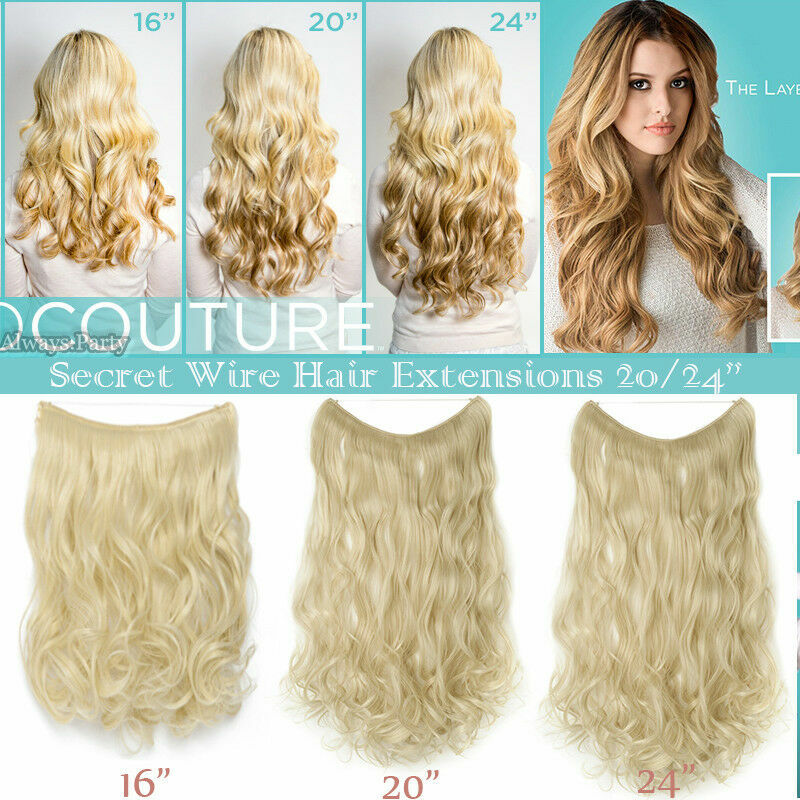 Thick Wavy 100% Remy Human Hair Extensions Invisible Secret Headband Wire 120g