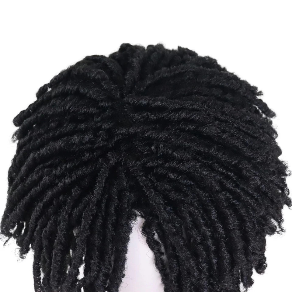 Mens Dreadlock Wig Black Curly Male Fake Dreads Loc 22.5 Inch,
