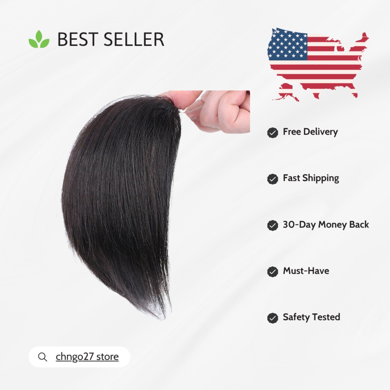 Seamless Black Hair Toppers – Versatile Clip-In Fringes & Accessories Included
