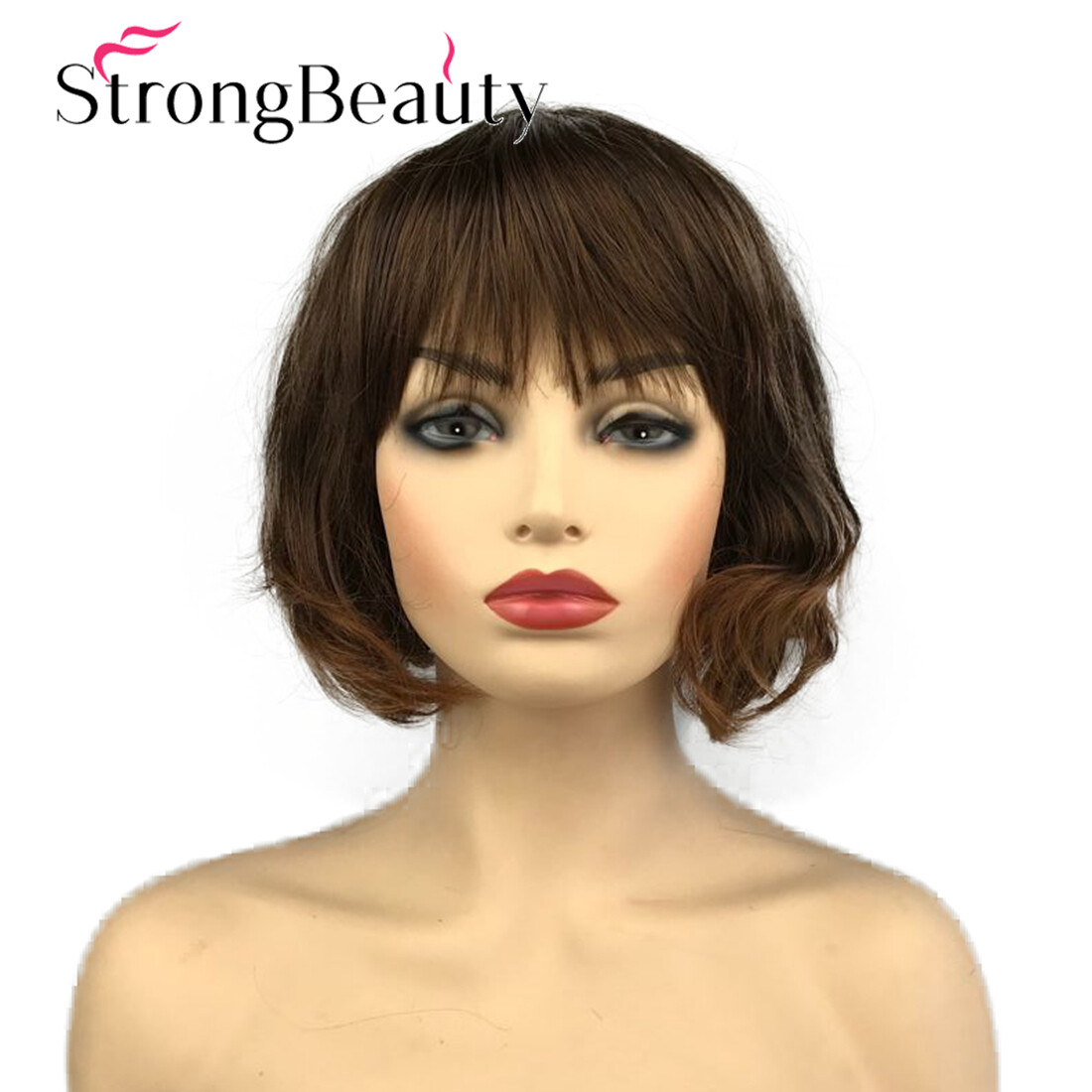 Fashion Women Short Curly Bob Wig Synthetic Party Mix Brown Hair Wigs #2T30