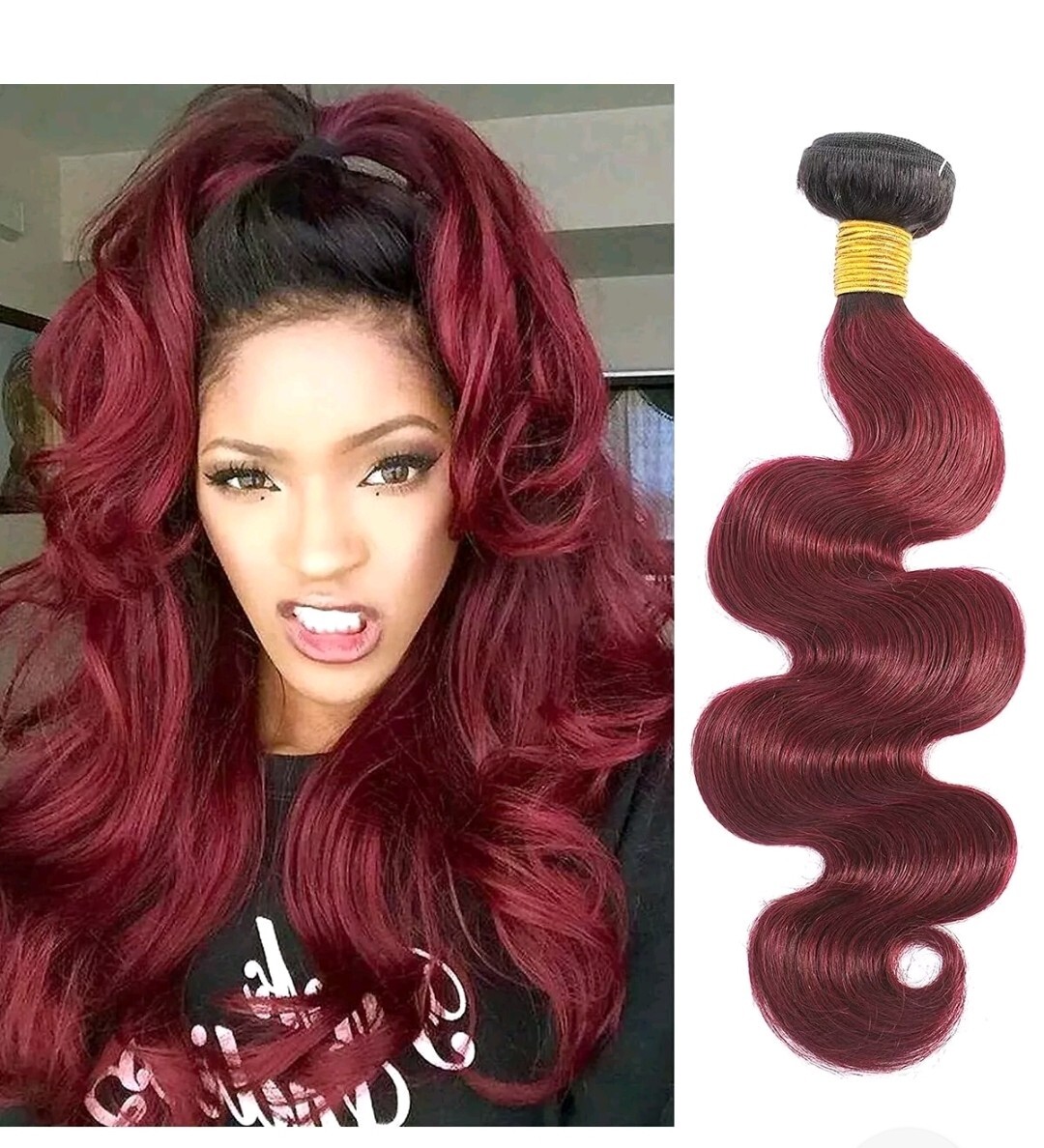 Ombre Human Hair 3 Bundles Ombre# 1B # Mixed #99 J burgundy 20″22″24″ 100g Each