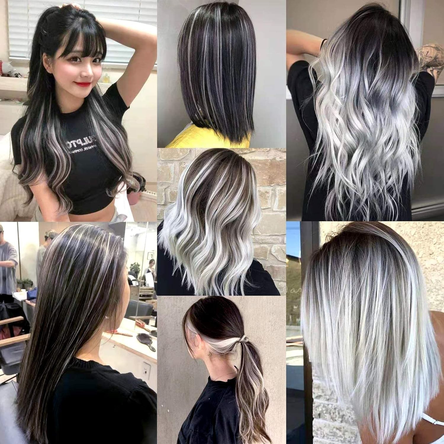 White Hair Extensions Clip in, 22 Inch 10 Pcs 22 Inch (Pack of 10) 10PCS-White
