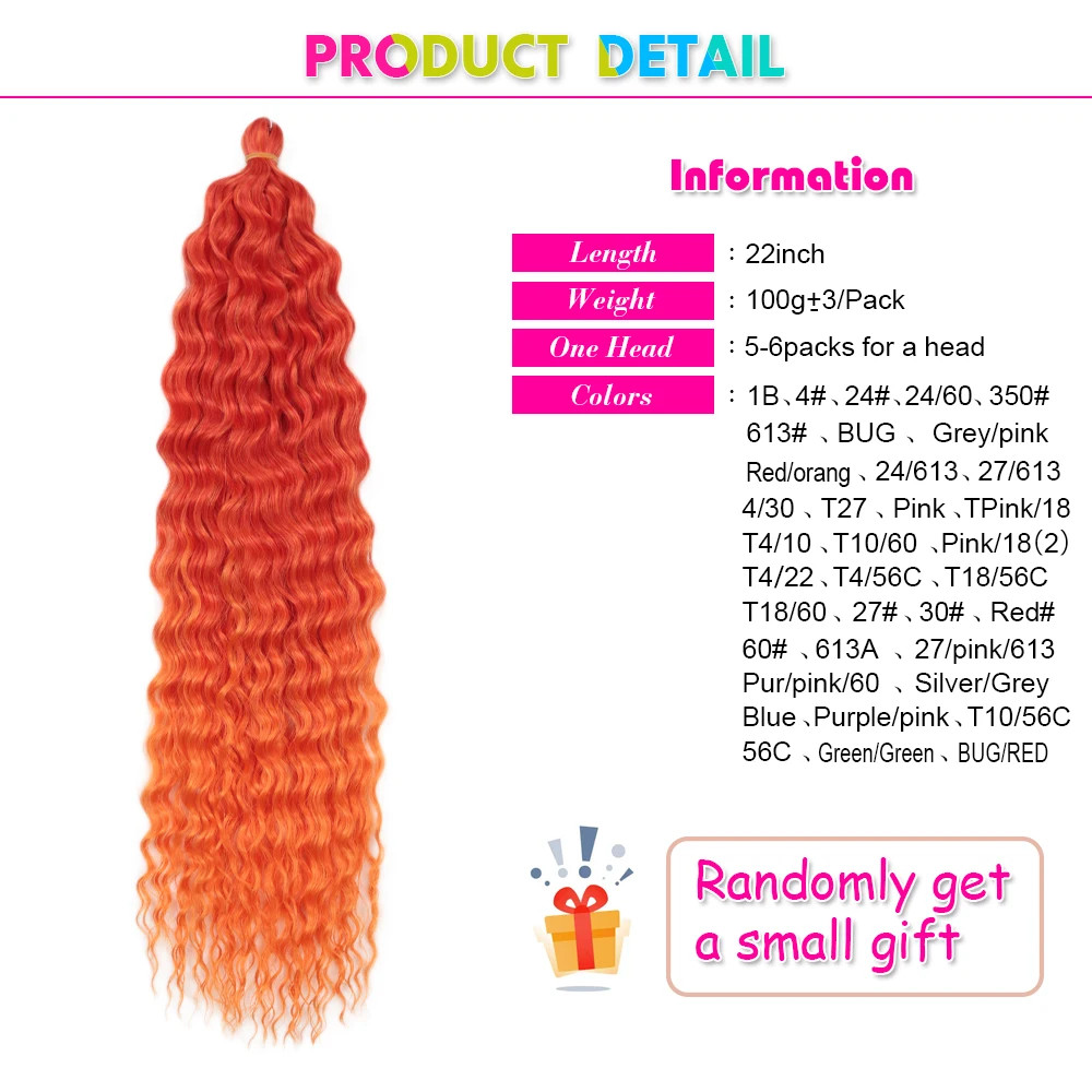 Ariel afro Curl Water Wave Braiding Hair Synthetic Crochet Blonde Pink Ombre