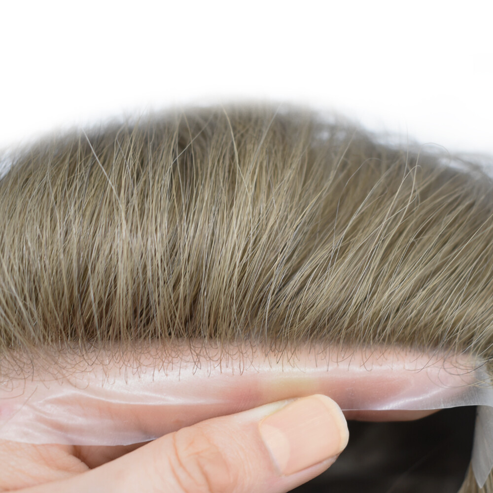 Mens Toupee Hairpiece Thin Skin V-Loop Front Hair Replacement Wig for Men 0.08mm