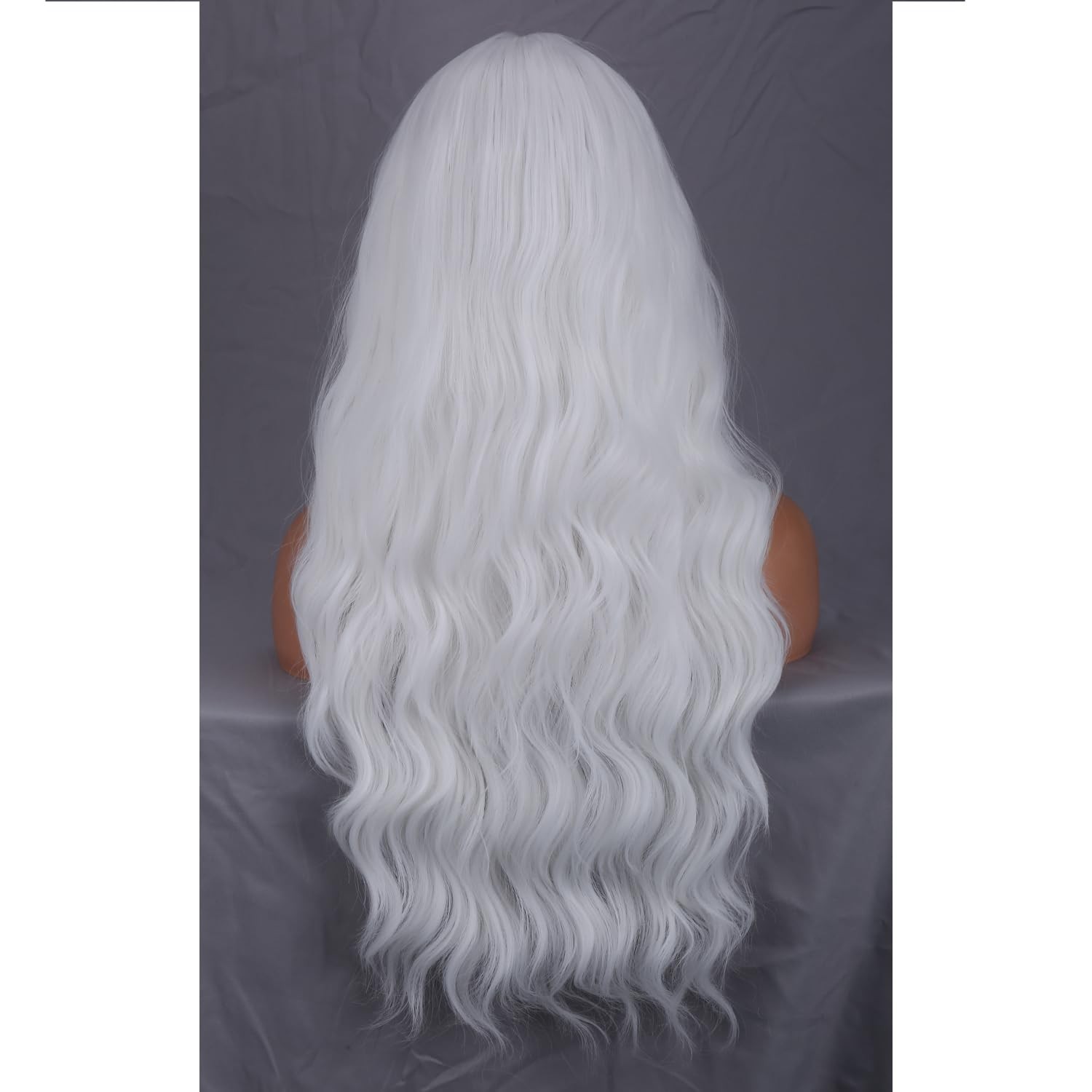 White Wigs Long Wavy Wig for Women Natural Curly White Colored Heat Resistant…