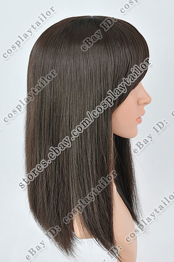 50 cm Medium Length Straight Wigs with Bangs Synthetic Cosplay Wigs Easy to Wear