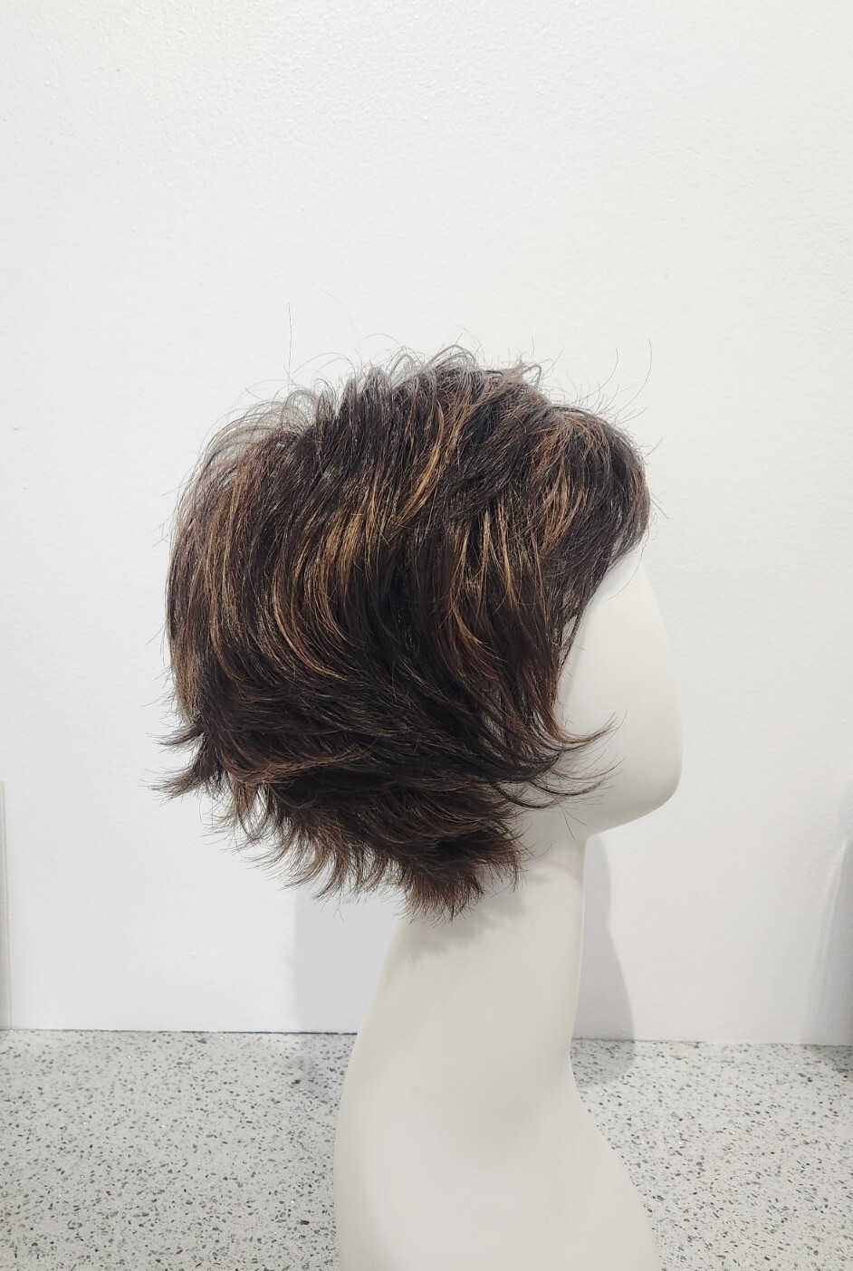 Heidi by ESTETICA Designs Short Layered Wig R6/28F Chestnut Brown w/ Red Frost