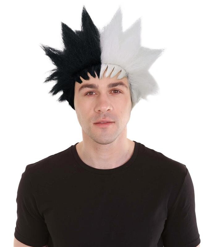 HPO Adult Men’s Anime Spiky Black Wig, Flame-retardant Synthetic Fiber