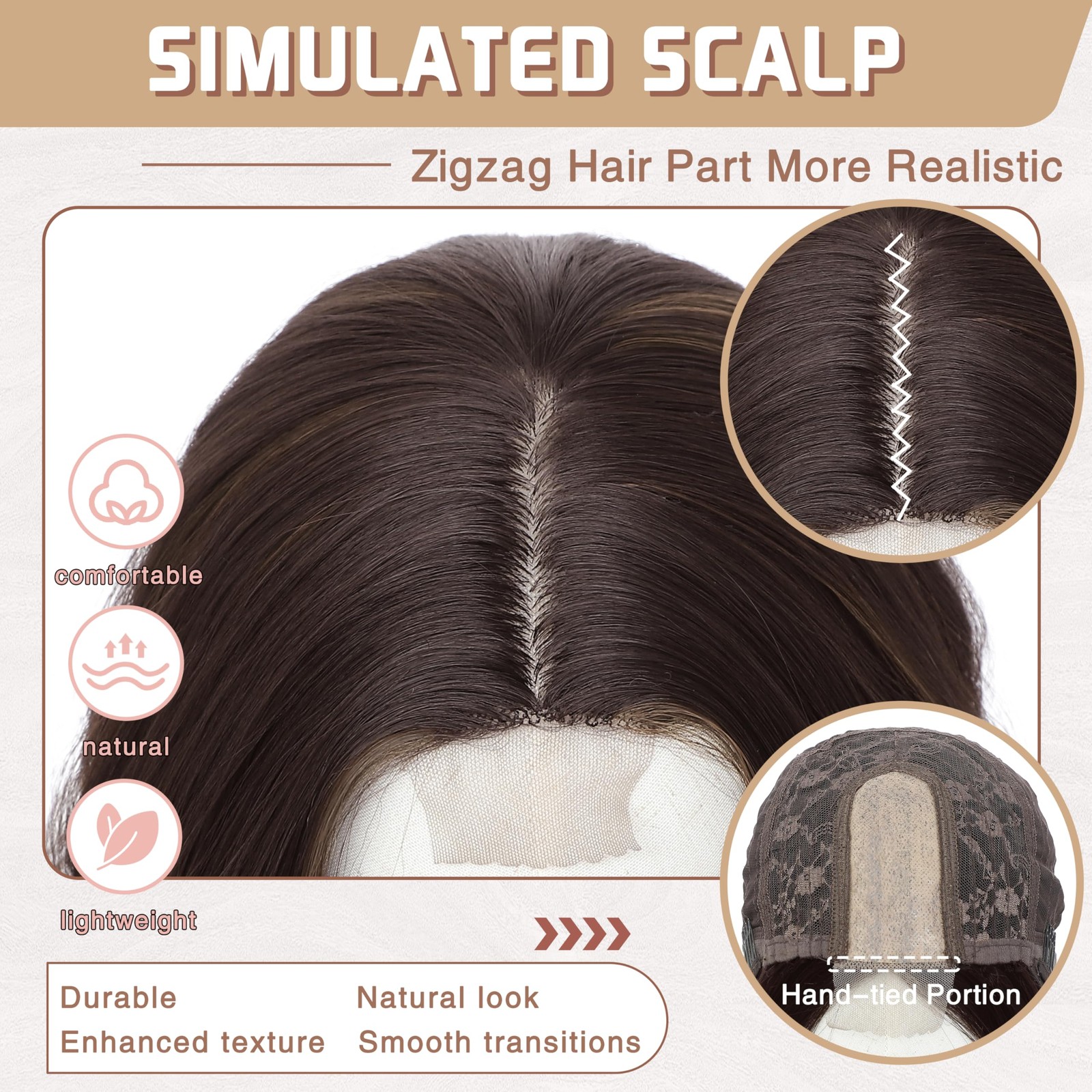 Wig 18 Inch Medium Length Wigs for Women Middle Part Synthetic Hair Wavy Wig …
