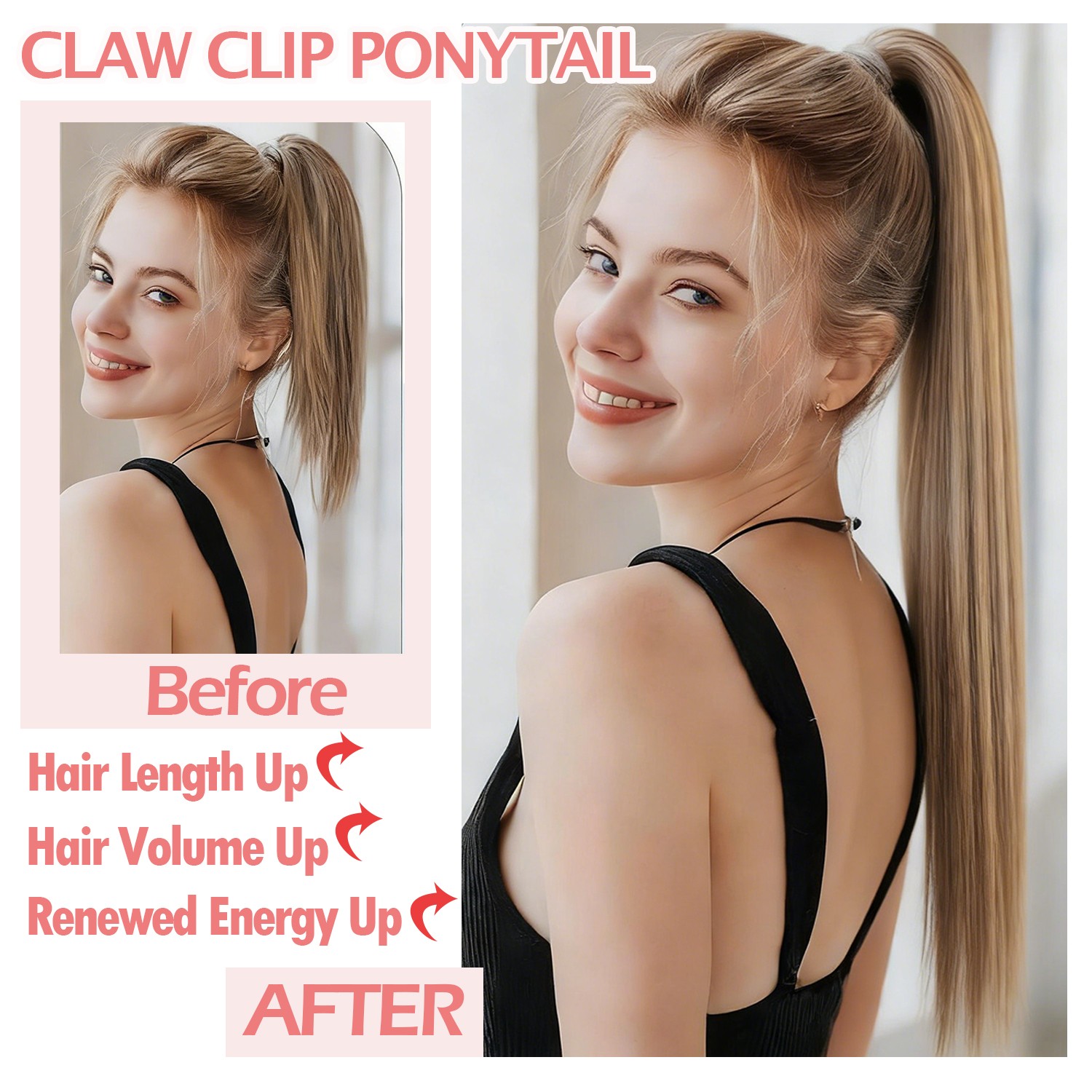26″30″ Real Ponytail Claw Clip Hair Extension Pony Tail Thick Hairpiece As Human