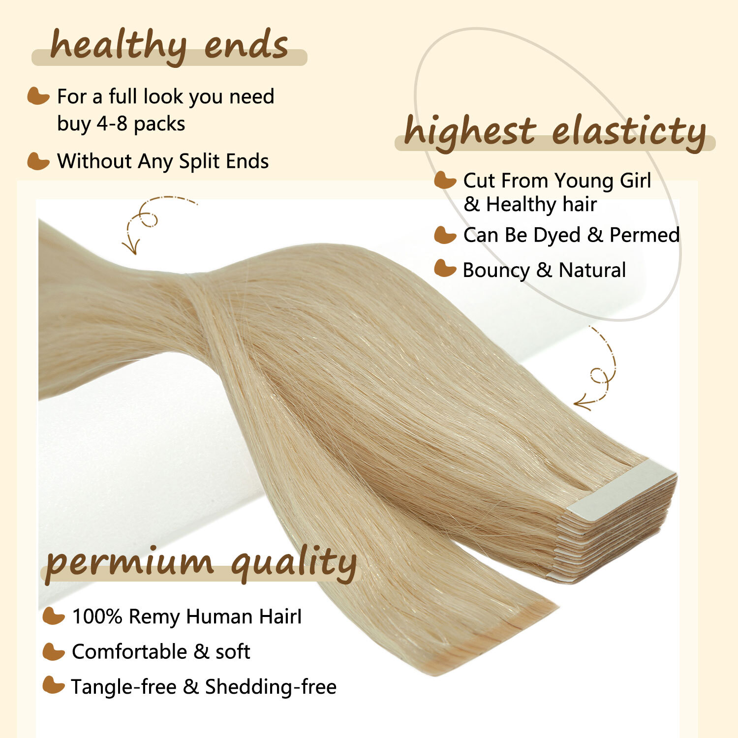 10/20/40/60PCS Tape In Real Remy Human Hair Extensions THICK Full Head Skin Weft