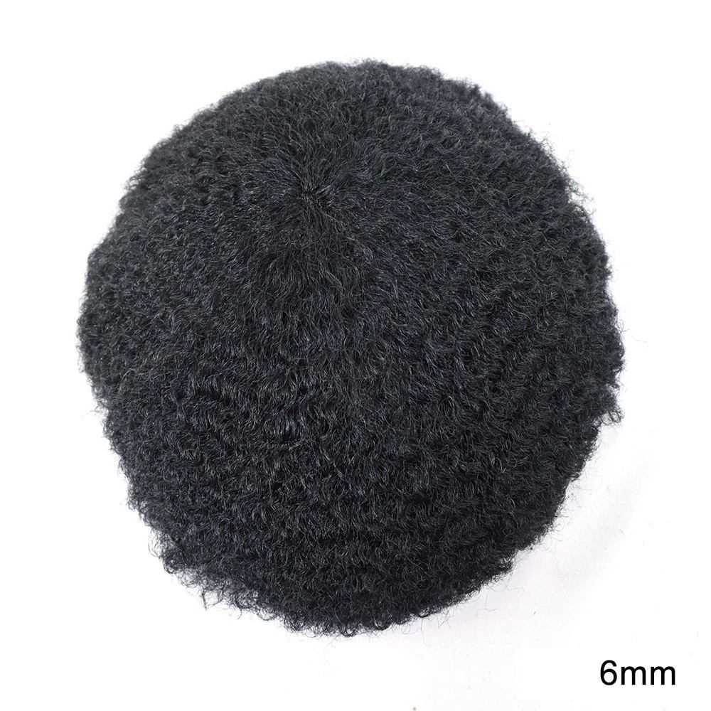 Full Lace Afro Curly Human Hair Mens Toupee 8×10 Hairpiece African American Wigs