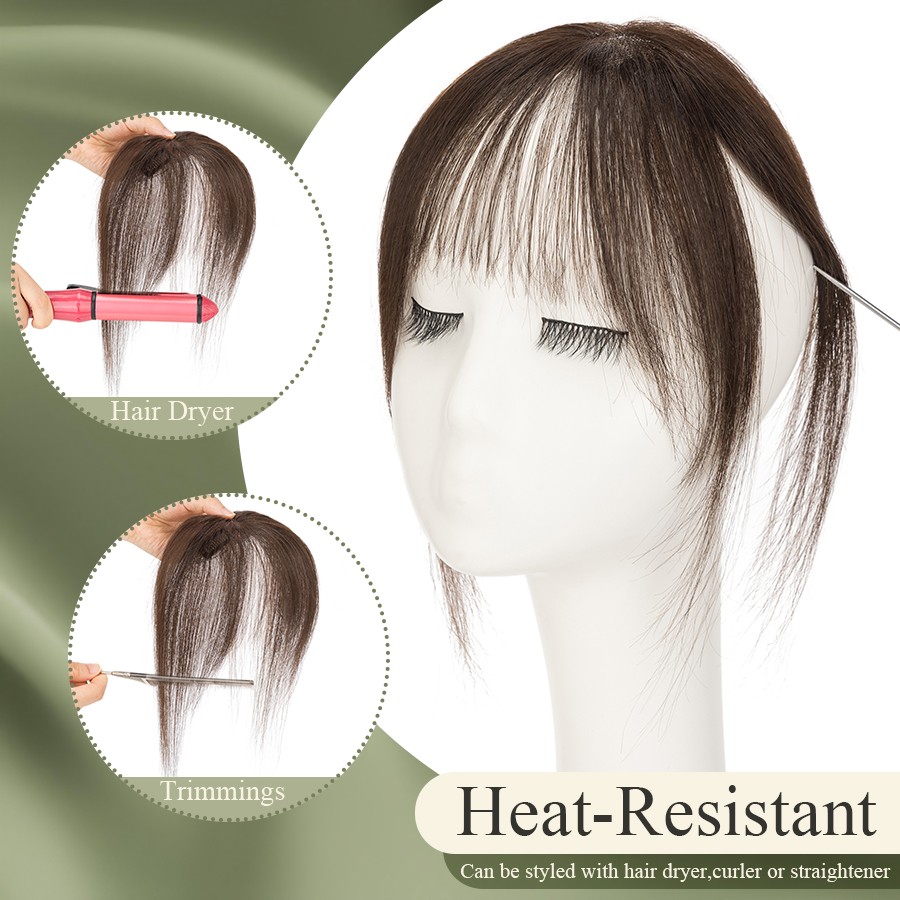 3D Bangs Fringe Clip In 100% Thin Real Virgin Human Hair Extensions Hairpiece US