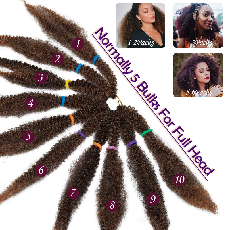 3/5 Bundles Puff Afro Kinky Curly Braids Bulks Braiding Hair Extension As Human
