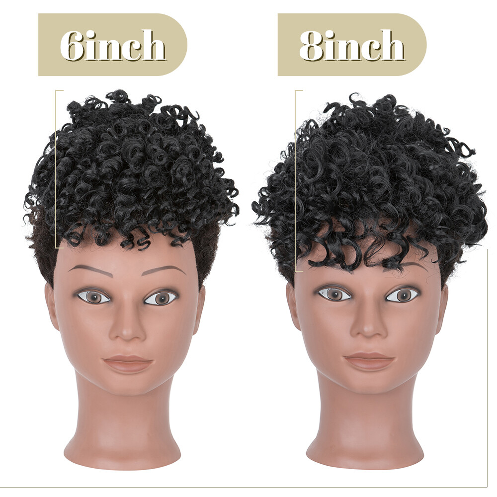African Short Afro Kinky Curly Ponytail Large Puff Hair Extension Bun With Bangs
