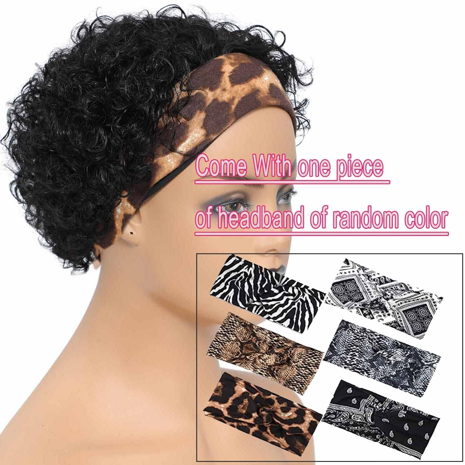 6 Inch Pixie Cut Glueless Headband Wig for Black Women Short Curly