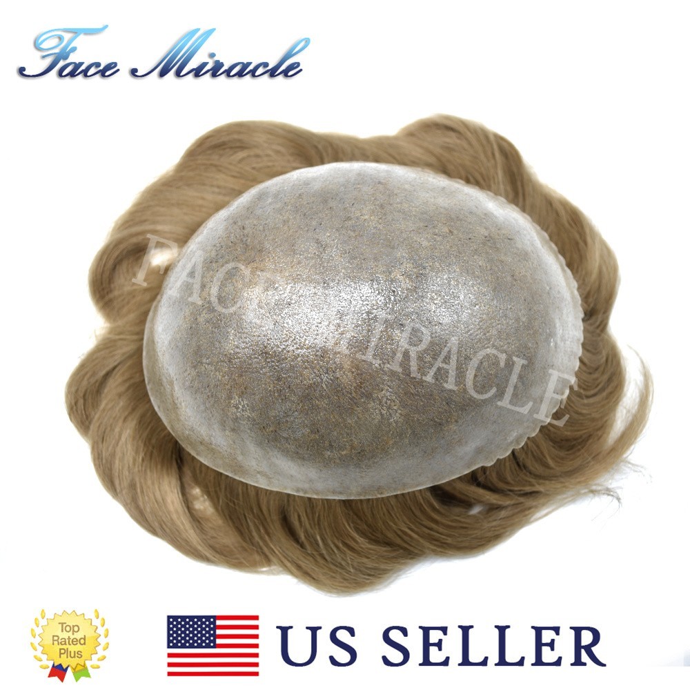 Mens Thin Skin Toupee Human Hair Systems All Poly Injected Toupee Hair for Men