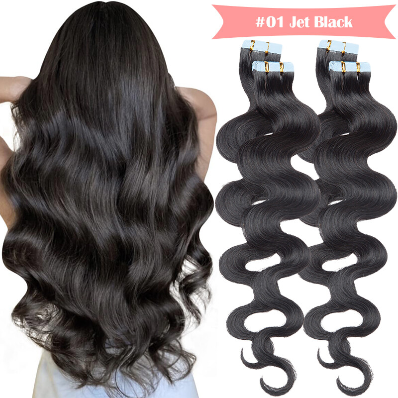 200g 80pcs Tape In Human Hair Extensions Skin Weft FULL HEAD Body Wave Ombre