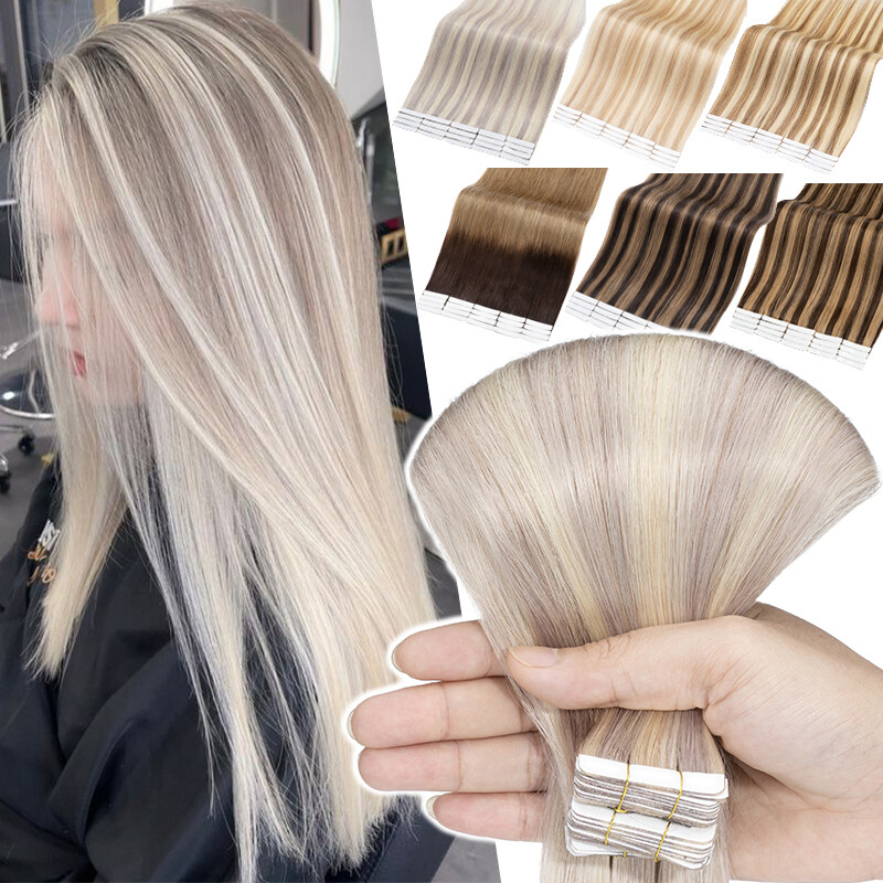 THICK Remy Tape in Skin Weft Human Hair Extensions Full Head Balayage 80PCS