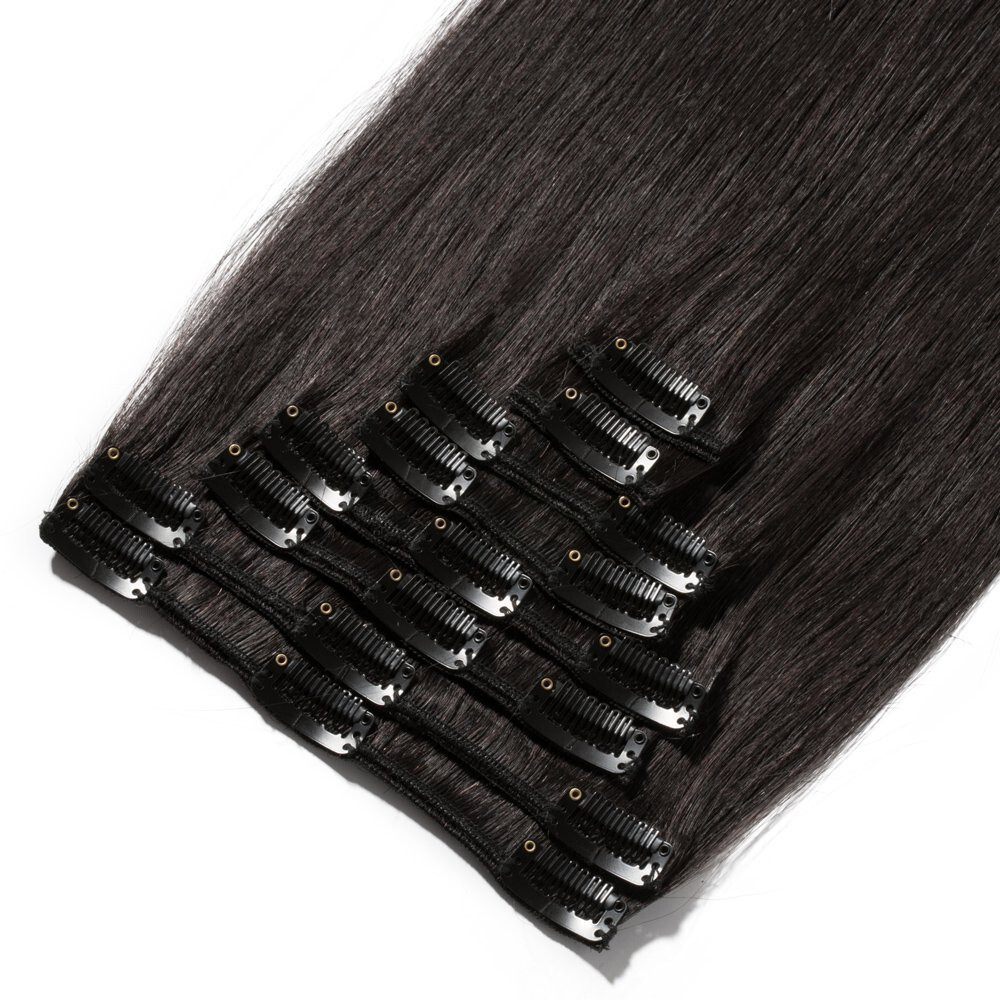 Clip in Hair Extensions Real Human Hair Durable Clip-on Sewn Wefts Hair 8pieces