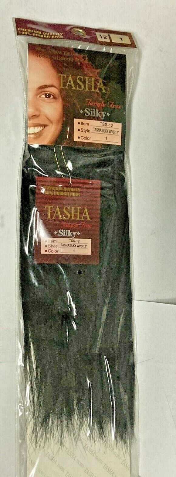 1 Pack 12″ TASHA Premium Quality 100% Human Silky Weave Extension Hair Color # 1