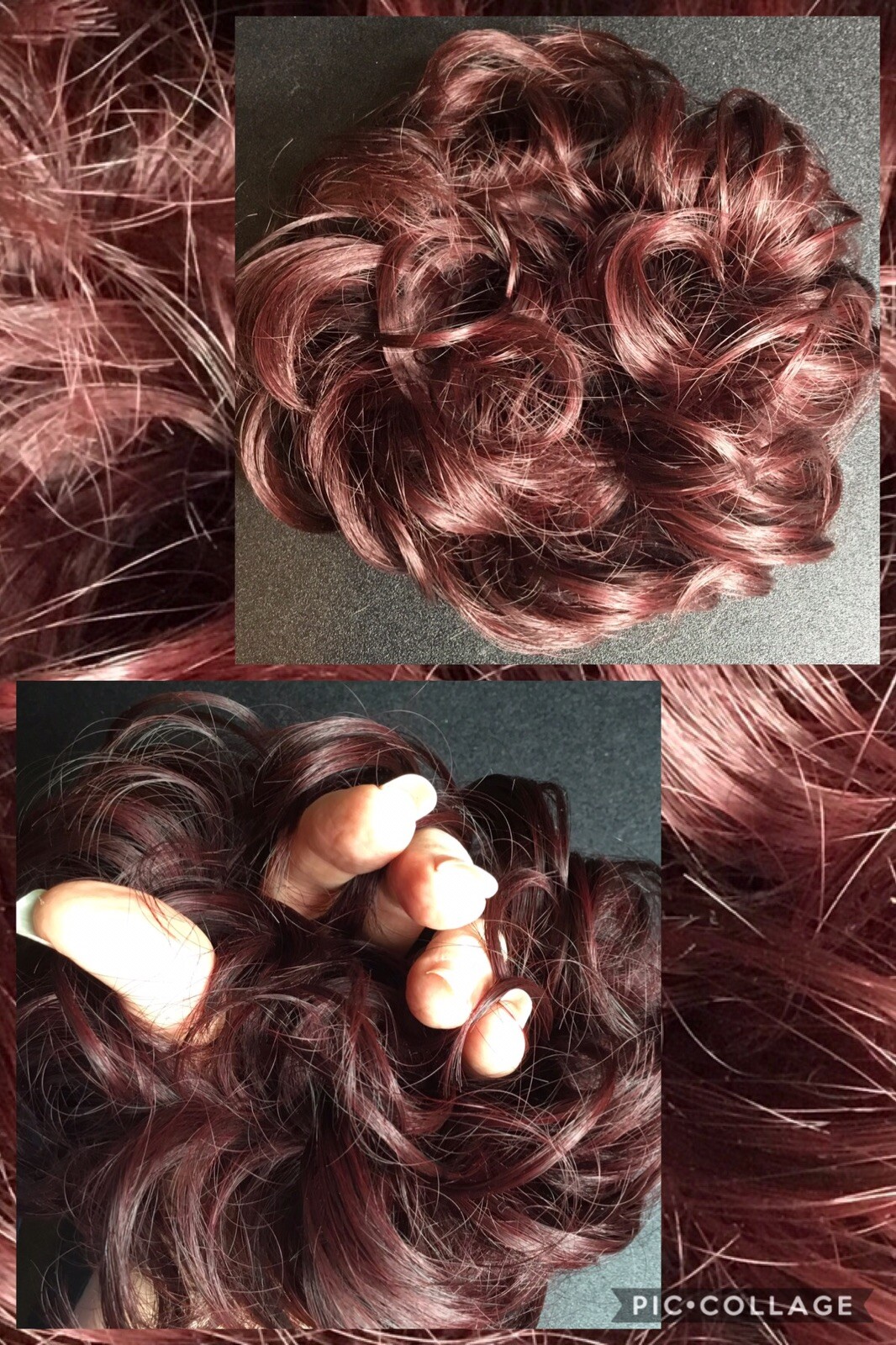 New! Large Scrunchie Hairpiece Bun Burgundy Synthetic New Without Tags! (4-SCH)