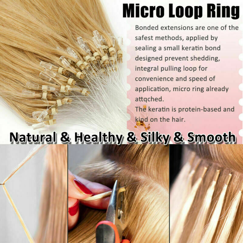 Micro Ring Beads Link Hair Extensions Real Human Hair Russian Remy Hair Straight