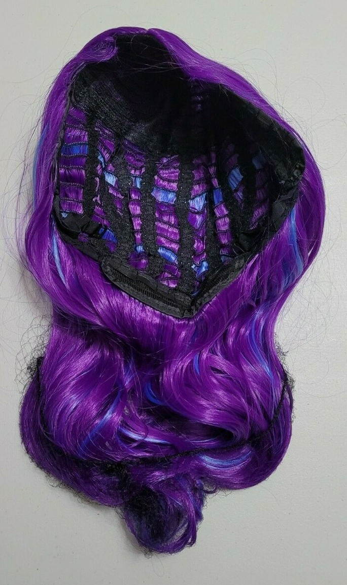 Purple & Blue Wig Wavy Middle Part No Lace Cosplay Synthetic Hair Full Head 20″