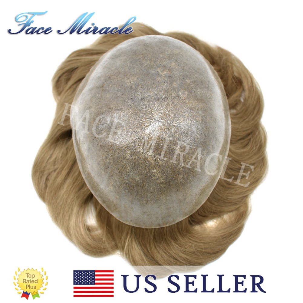 Mens Thin Skin Toupee Human Hair Systems All Poly Injected Toupee Hair for Men