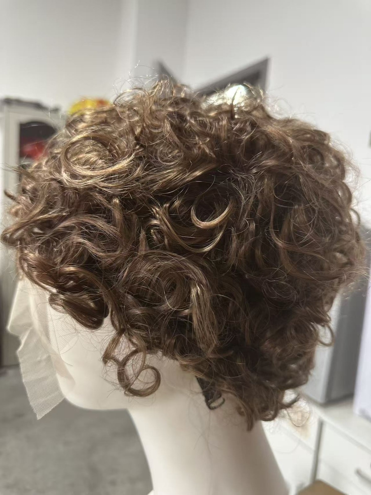 Women’s African Style Short Finger Wave Wig, Rose Net Synthetic Curly Wig