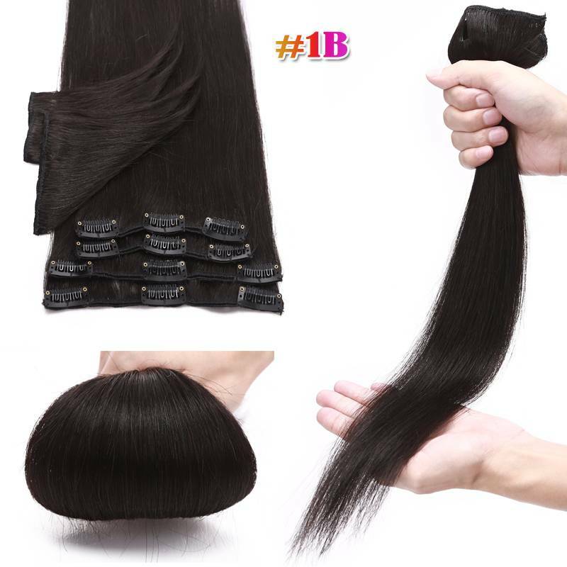 100% Real Good Clip In Remy Human Hair Extensions Full Head Cheap Price 7 PCS A7