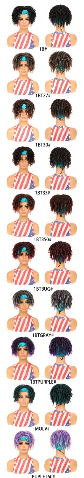Afro Faux Locs Wig for Black Women Twist Braided Dreads Headband Wigs Party Wig