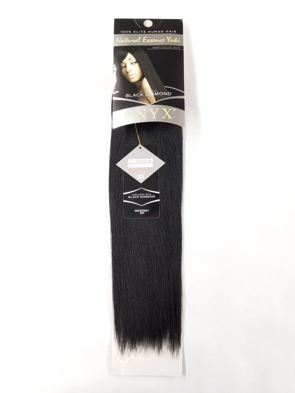ONYX Black Diamond 100% Human Hair Natural Essence Yaki Weave Extension 14″