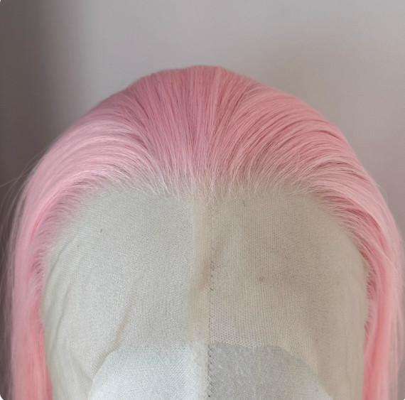 13×4 Lace Front Wig Human Hair Blend Heat Ok for Women Pink Straight Wigs 26In