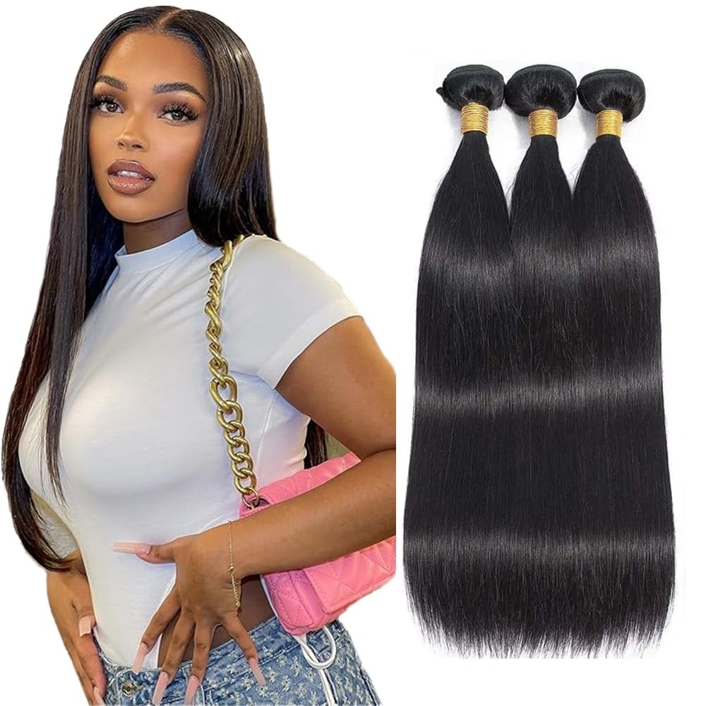 Gveoxvo Human Hair Bundles Straight Bundle 22 24 26 Inch Bundle Human Hair