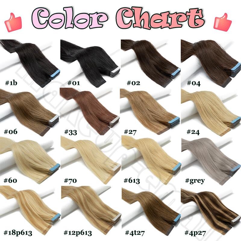 Any Color Tape In/ on 100% Human Real Remy Hair Extensions Skin Weft Invisible