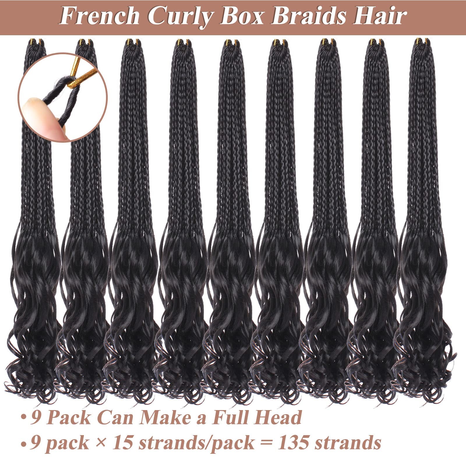 Ruiyok 9 Packs French Curl Crochet Braids 14 Inch Braids Crochet Hair Pre
