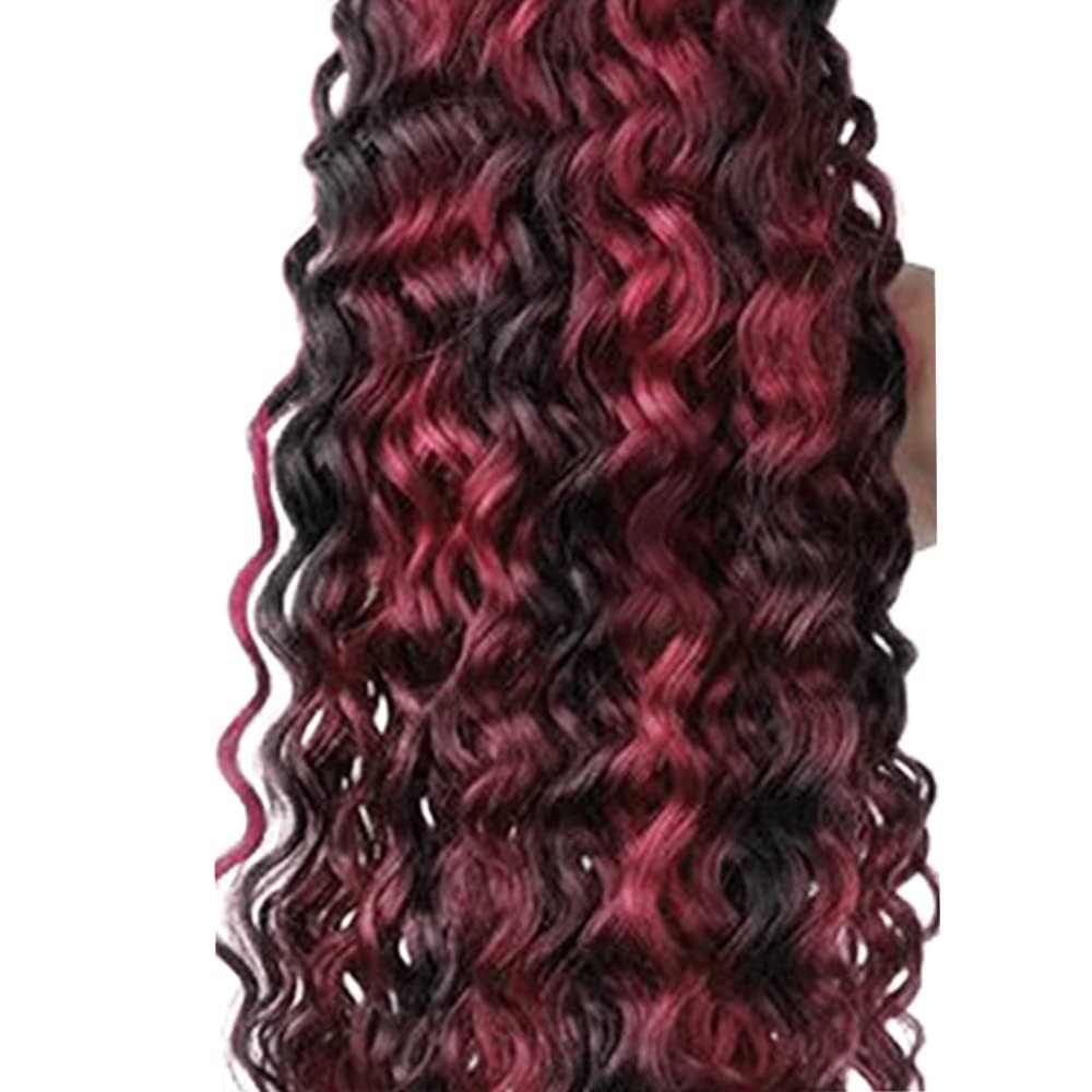 P1B/99J Burgundy Bundles Human Hair 12 14 16 Inch Curly Bundle P1B/99J Highli…