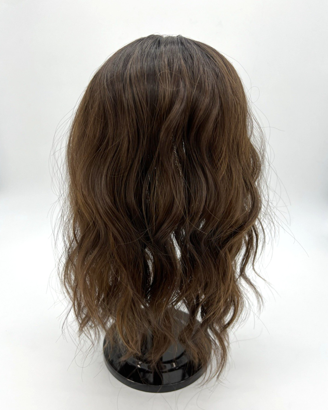 Chocolate Brown Ombre Dark Root Wavy 16in Women Premium Hair Topper