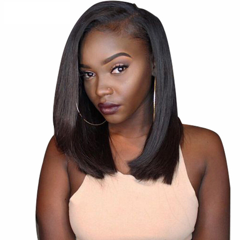 13×4 Bob Wig Lace Front Wig 100% Human Hair Wigs Bleached Knots Side Part 12INCH