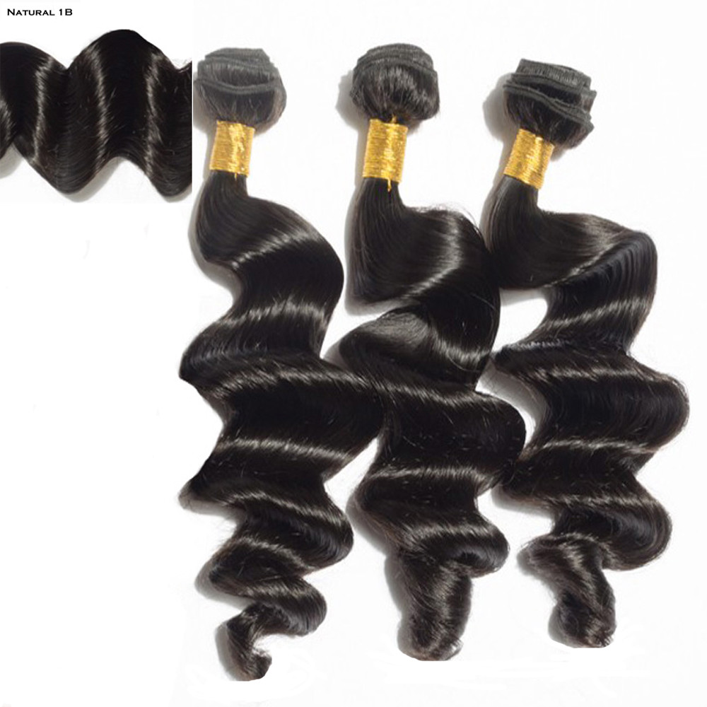Loose Wave 9A Remy Human Hair 1 or 3 Bundles 100g/Bundle Sew In Natural black