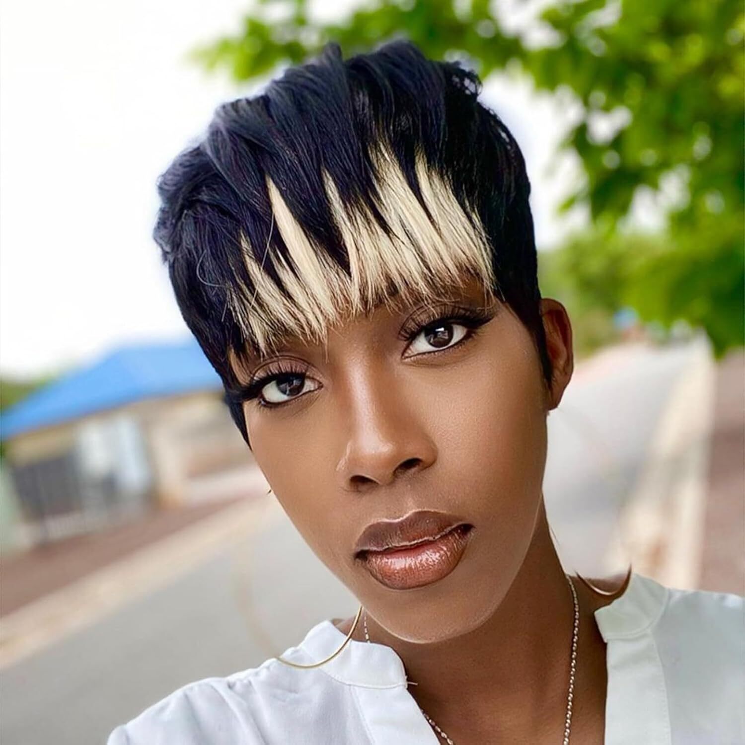 Pixie Cut Wig for Black Women Human Hair 1B613 Pixie Haircut Wig with Bangs