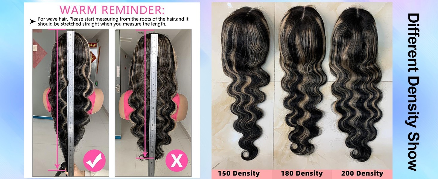 26″ Brazil Human Hair Wig Black+Blonde Highlight Body Wave 13×6 Lace Front 1B/27